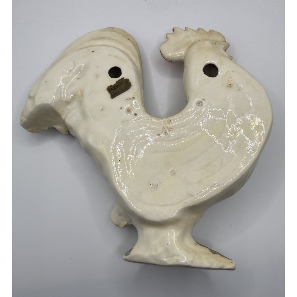 Vintage Rooster Planter Colorful Details MCM Natural Potteries - Picture 2 of 4